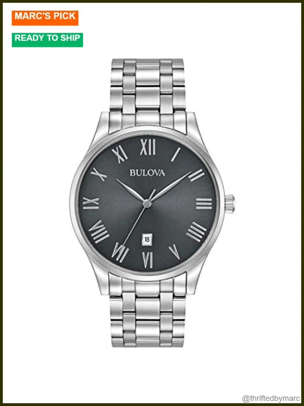 Men's Classic Stainless Steel Quartz Watch with Date Calendar and Roman Numeral
